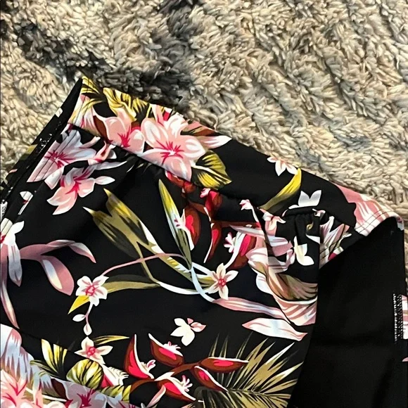 NWOT Cocoship Black Floral Two-Piece Bikini Set - Picture 8 of 11